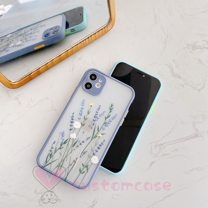 Camera Lens Protector Soft TPU Phone Case for iPhone 8 7 Plus 6 6s Plus IPhone 11 Pro Max X Xs Max XR SE Lavender Flower Case