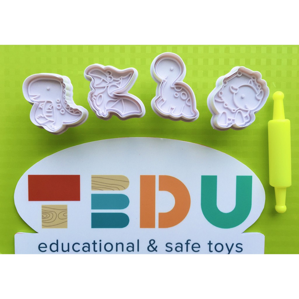 Khuôn chơi bột nặn đất nặn an toàn Tedu - Khủng long cổ lùn