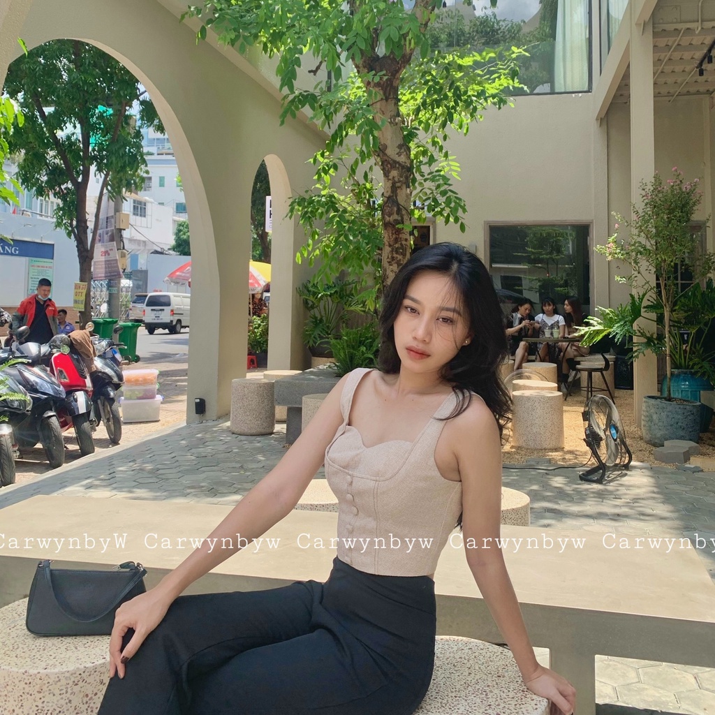 CarwynbyW - Áo Croptop Cúp Ngực 2 Dây Body