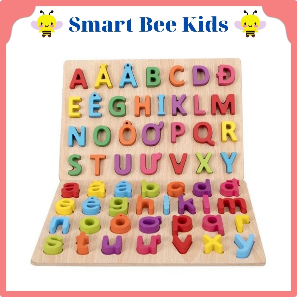Đồ Chơi Giáo Dục Smart Bee Kids Bảng Chữ Cái, Số Hoc, Phép Tính Bằng Gỗ Loại 3D To Đẹp Giúp Bé Vừa Học Vừa Chơi