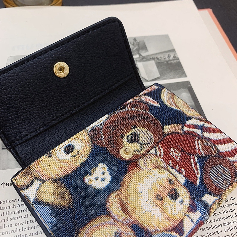 Ví Đựng Tiền Xu / Thẻ Có Khóa Cài Họa Tiết Gấu Hoạt Hình Dễ Thương Cho Nữ