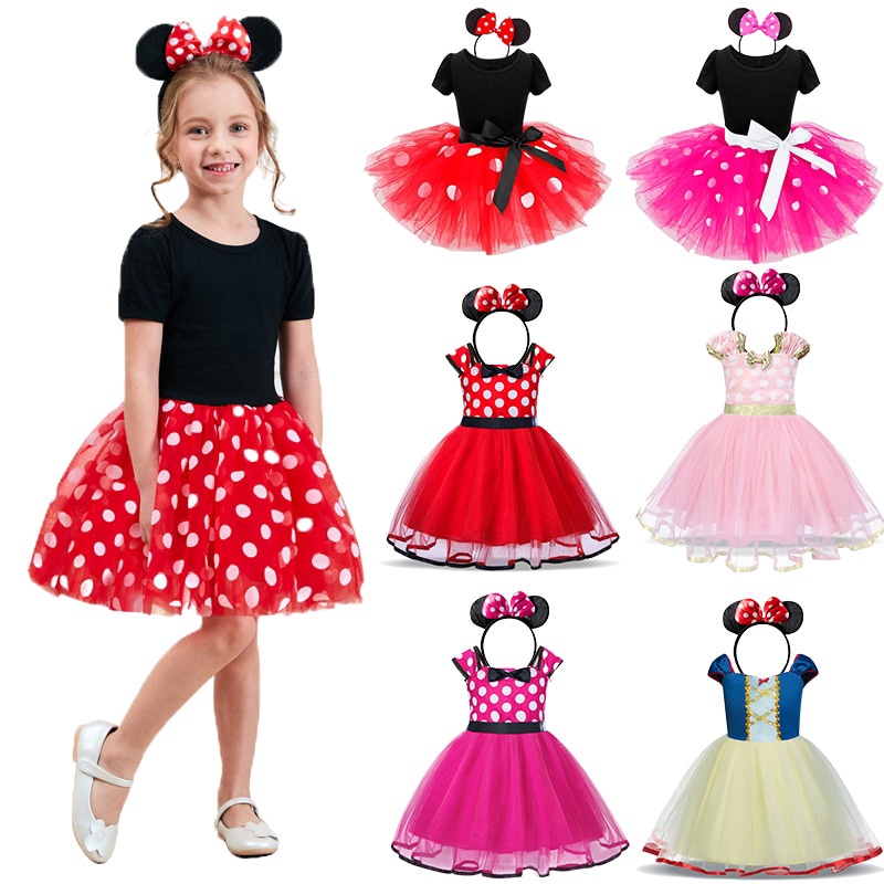 Đầm Công Chúa Hóa Trang Chuột Minnie Cho Bé Gái E27
