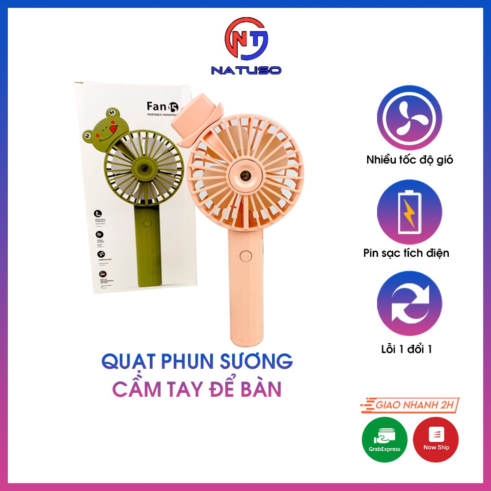 QUẠT PHUN SƯƠNG CẦM TAY ĐỂ BÀN - Quạt Mini Tích Điện Phun Sương Hơi Nước Tạo Ẩm 800mAH - Hàng Cao Cấp Chất Lượng