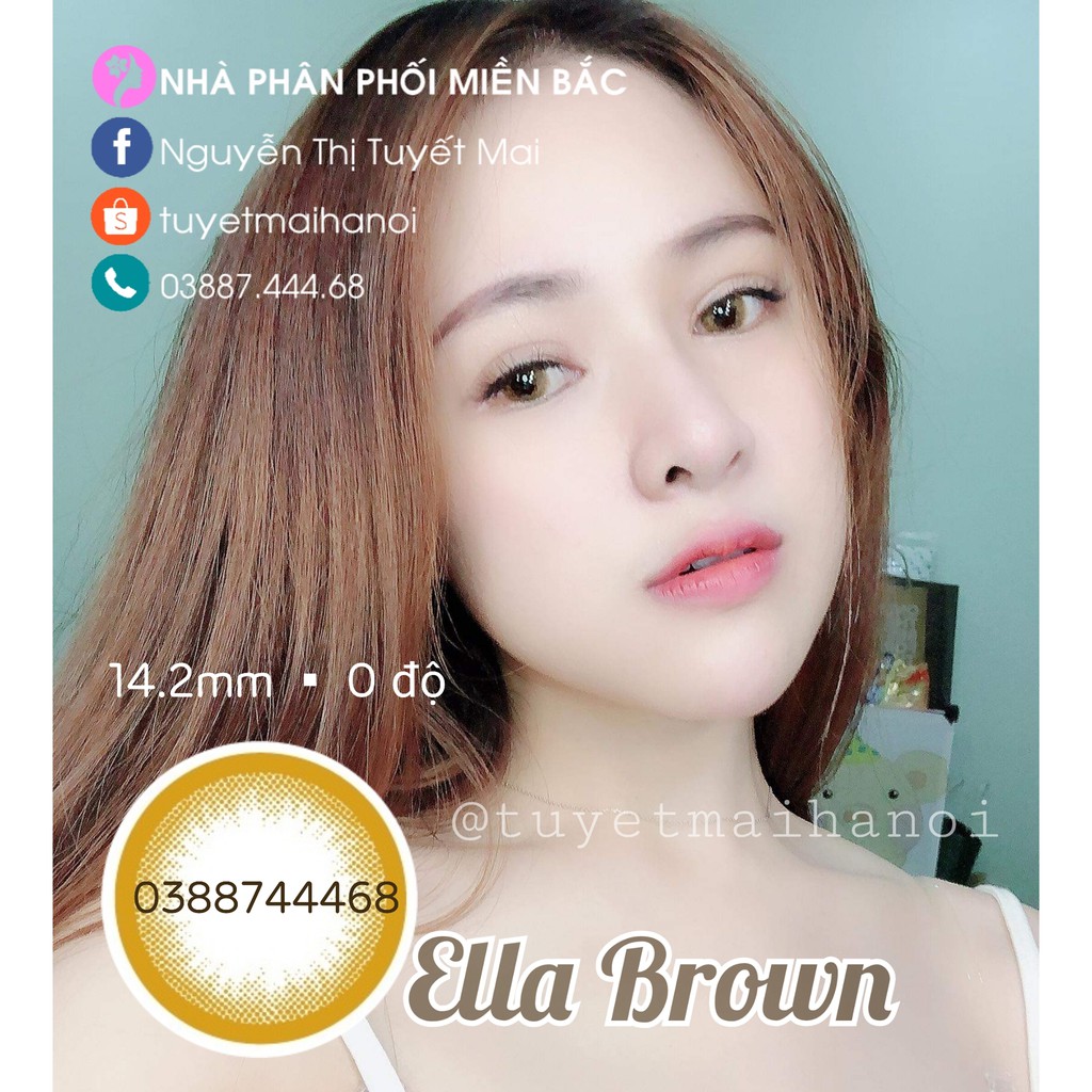 Lens Nâu Tây Ella Brown 14.2mm 0 độ - Kính Áp Tròng Vassen Sexy Me