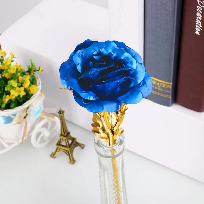 Bó hoa hồng giả bằng nhựa mạ vàng nhiều màu lựa chọn sáng tạo lãng mạn