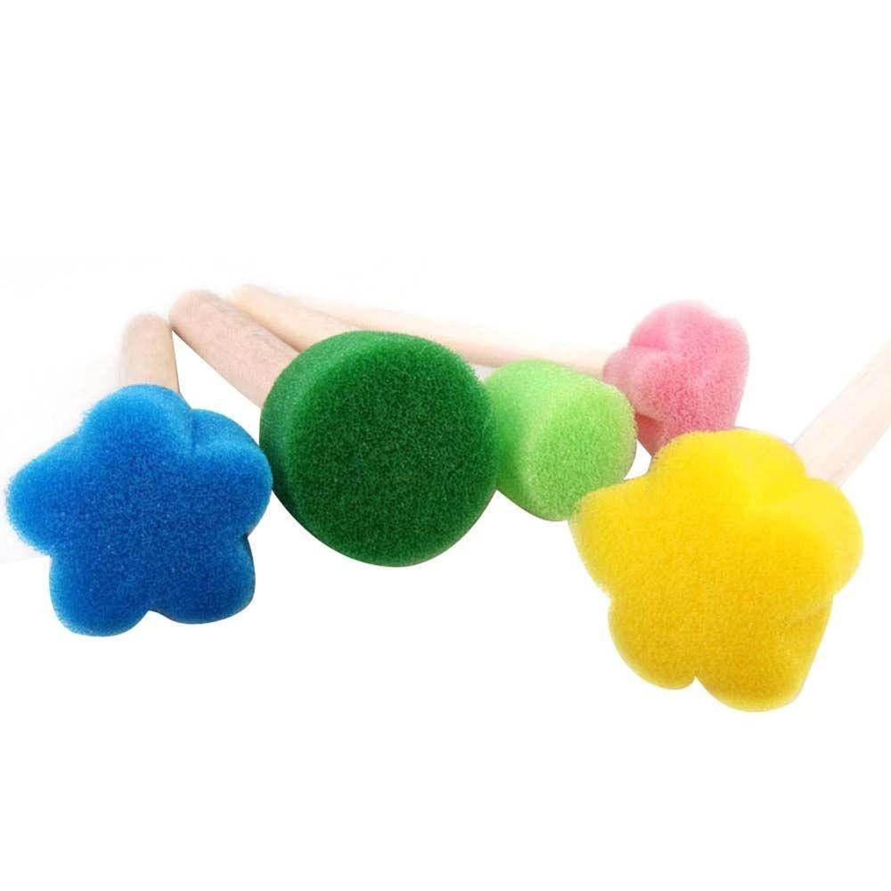 PEWANY Bộ 5 Con Dấu Bằng Xốp Và Gỗ Dùng Vẽ Tranh DIY Dành Cho Trẻ Mẫu Giáo