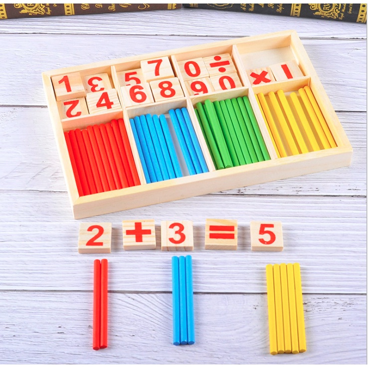 Đồ chơi que tính học toán bằng gỗ cho bé học đếm phát triển trí tuệ