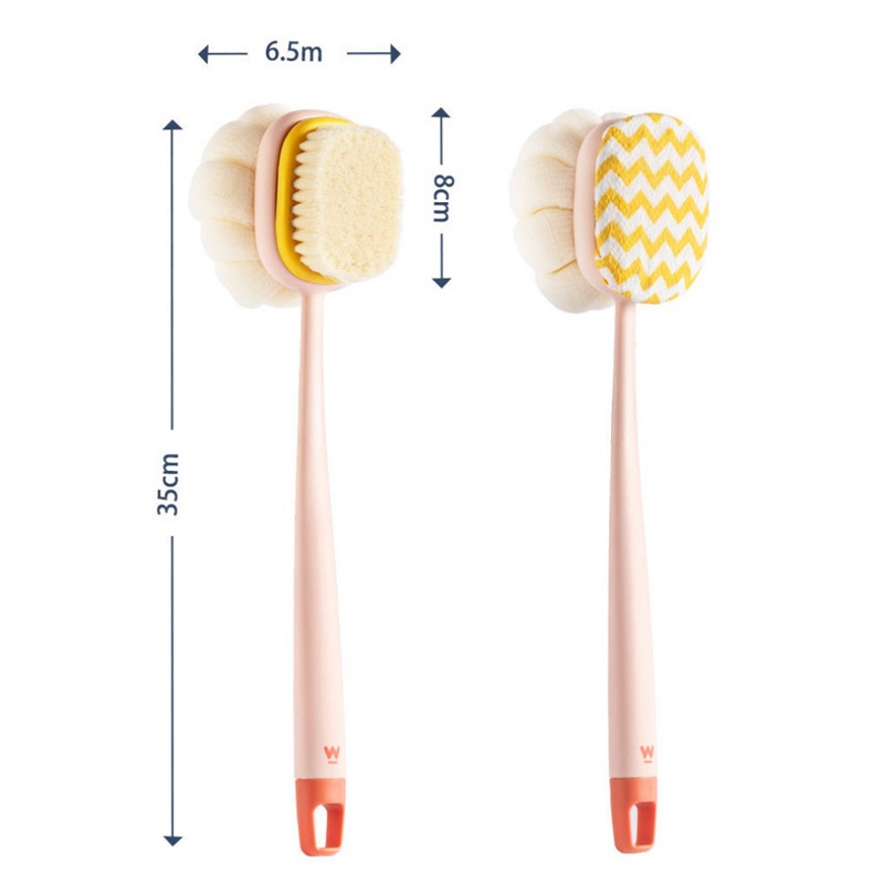 Cây Bông Tắm Chà Lưng BÍ NGÔ Cán Dài Lông Mềm Đa Năng Cho Người Lớn