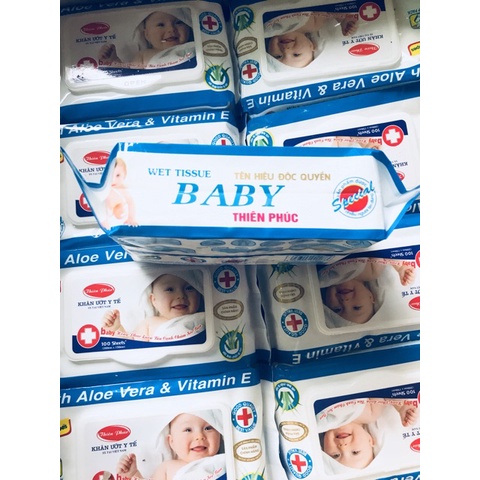 Gói khăn ướt Baby Thiên Phúc Vitamin E cho bé (100 tờ)