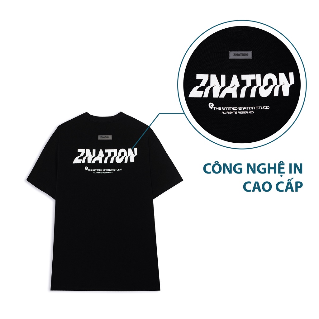 Áo Thun ZNATION Supre Unisex Tee Oversize Màu Đen