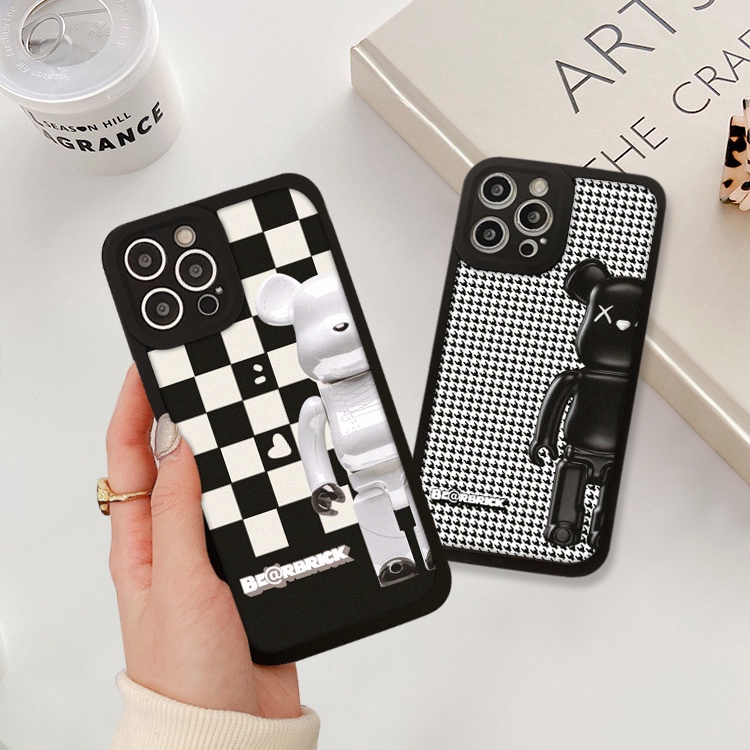 Ốp lưng iphone cạnh vuông lỗ camera bear black 6s/6splus/7/7plus/8/8plus/x/xr/xs/11/12/13/pro/max/plus/promax-Awifi D4-5