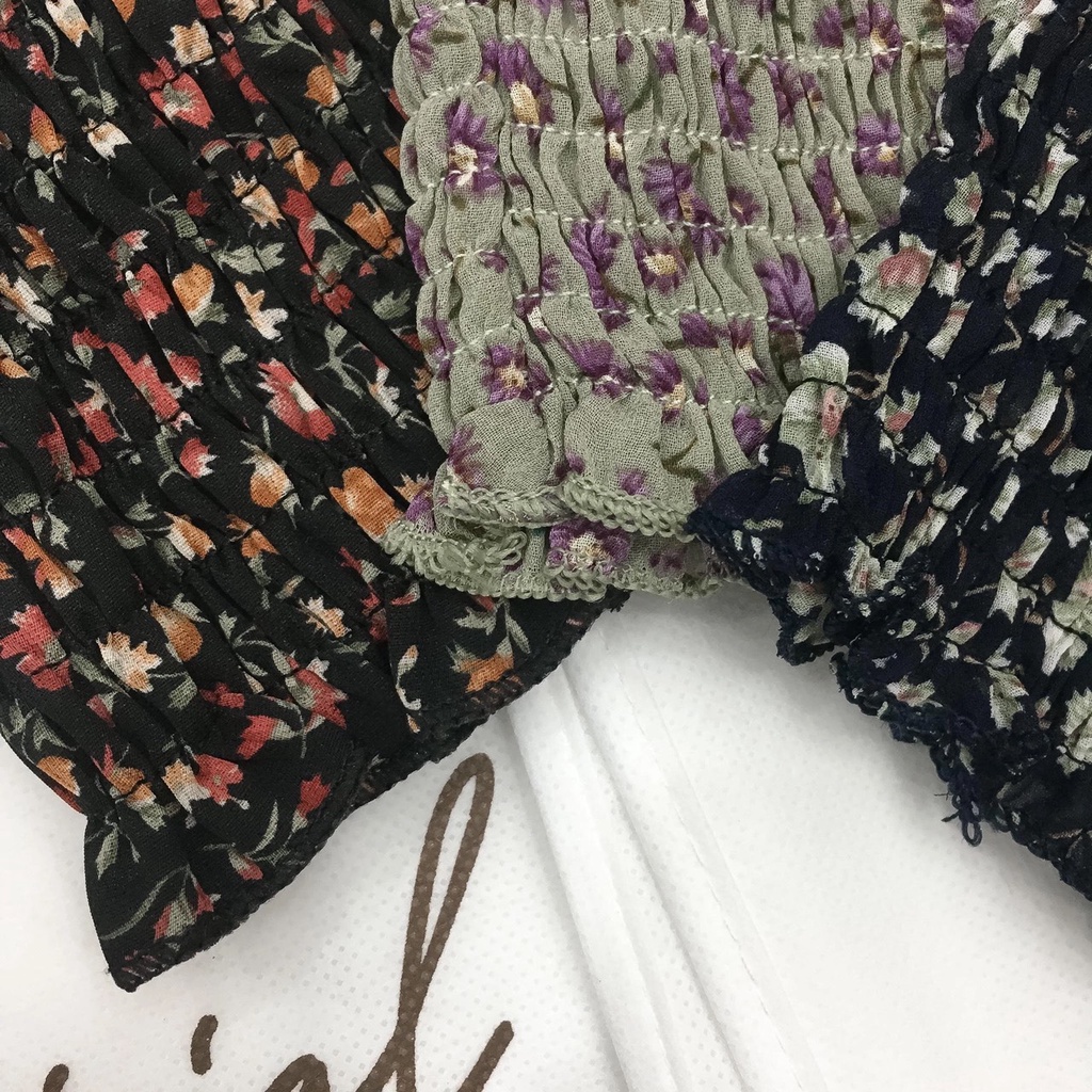 Áo croptop hai dây hoa nhí thân chun có 5 màu