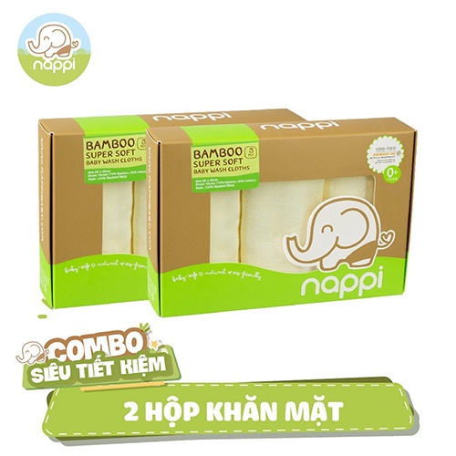 Nappi Khăn Mặt cho bé Siêu mềm, Sợi Tre 100% [HÀNG CHÍNH HÃNG NAPPI] thương hiệu Thái Lan