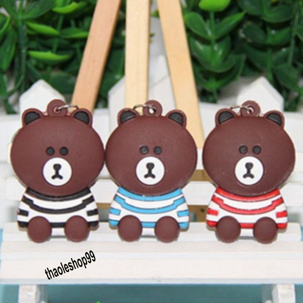 Móc khóa gấu Brown mặc áo sọc - Móc khóa thỏ Cony và gấu Brown