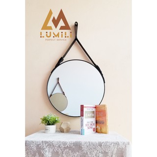 Gương tròn dây da D50 simili