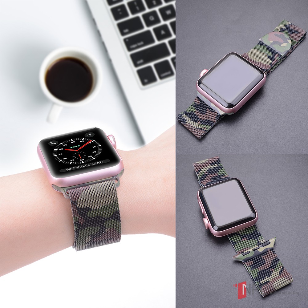[New Color ➋⓿➋➊] Dây Apple Watch Camouflage Thép Không Gỉ Khóa Nam Châm Milanese Loop Series SE / 6-5-4-3-2-1