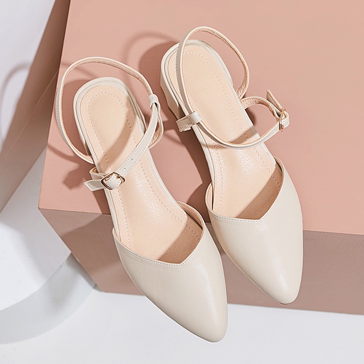Women's comfortable simple solid color high heel leather shoes