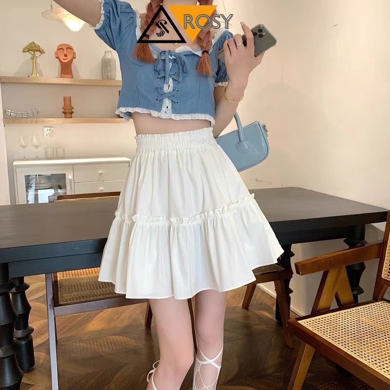 Váy xòe 2 tầng dáng ngắn nhún bèo Ulzzang form chữ A chất voan dày mịn lưng thun năng động ( có quần trong )