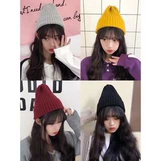 Mũ len Beanie trơn hàn quốc gân xốp dáng dài nhiều màu len loại 1