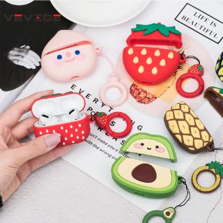 Vỏ bọc hộp sạc tai nghe Airpods Pro bằng silicon mềm hình trái cây