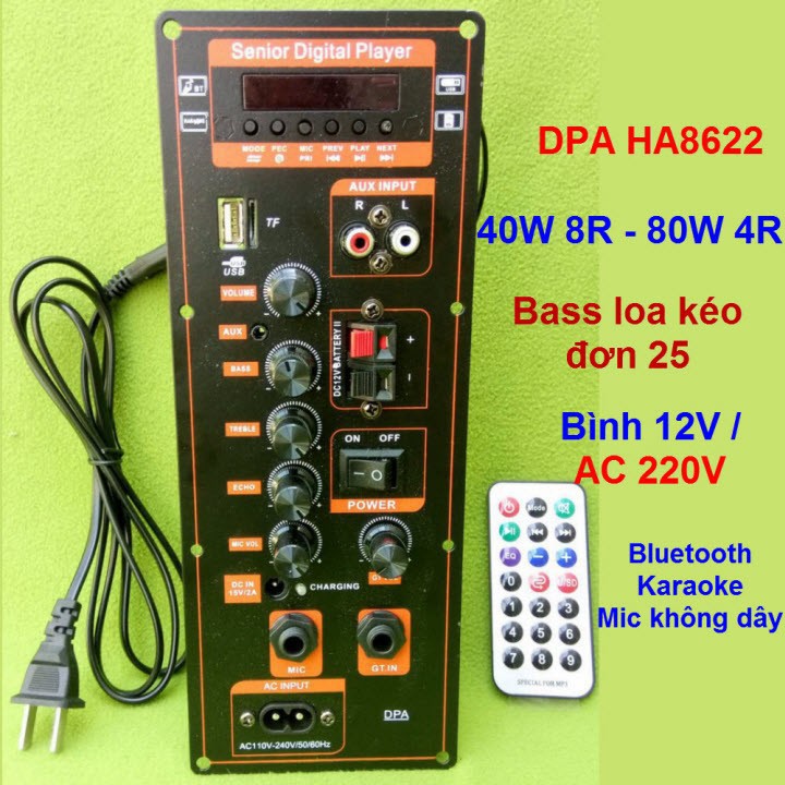 Mạch loa kéo 2 tấc đôi HA8622 nguồn xung