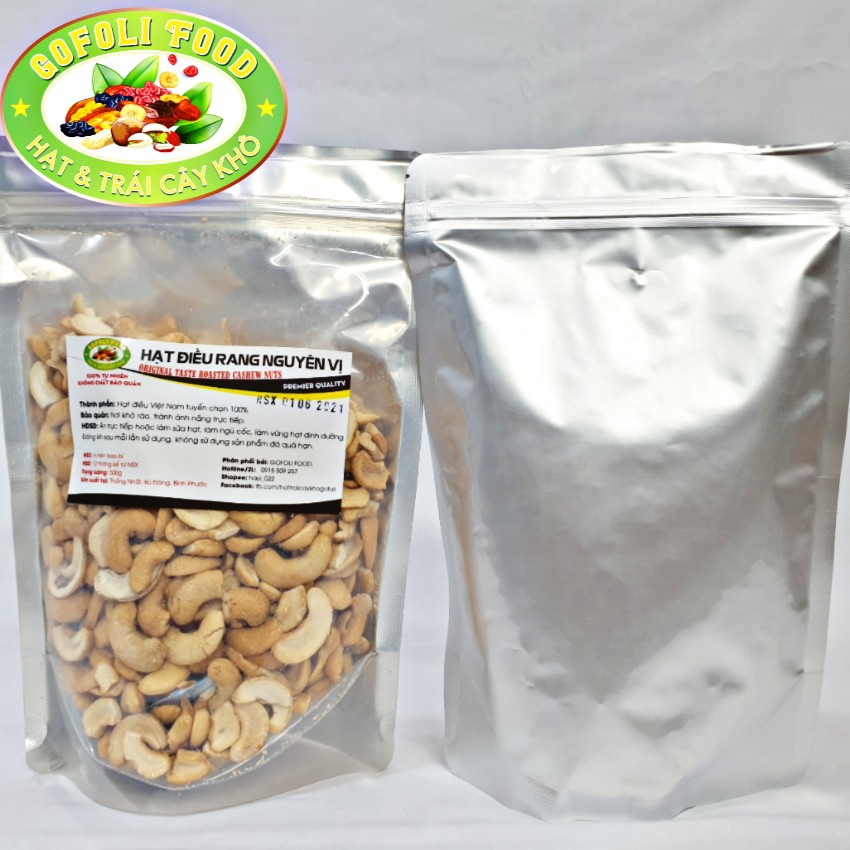 [KHÔNG MUỐI] Hạt điều rang bóc vỏ lụa loại ngon 500g, giòn thơm béo/ NO SALTED Top quality split cashew nuts, delicious