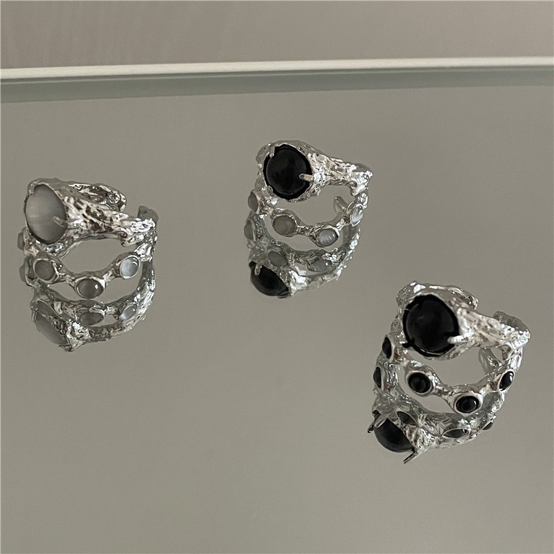 Nhẫn Hở Đính Đá Opal Phong Cách Đơn Giản Sang Trọng Cho Nữ