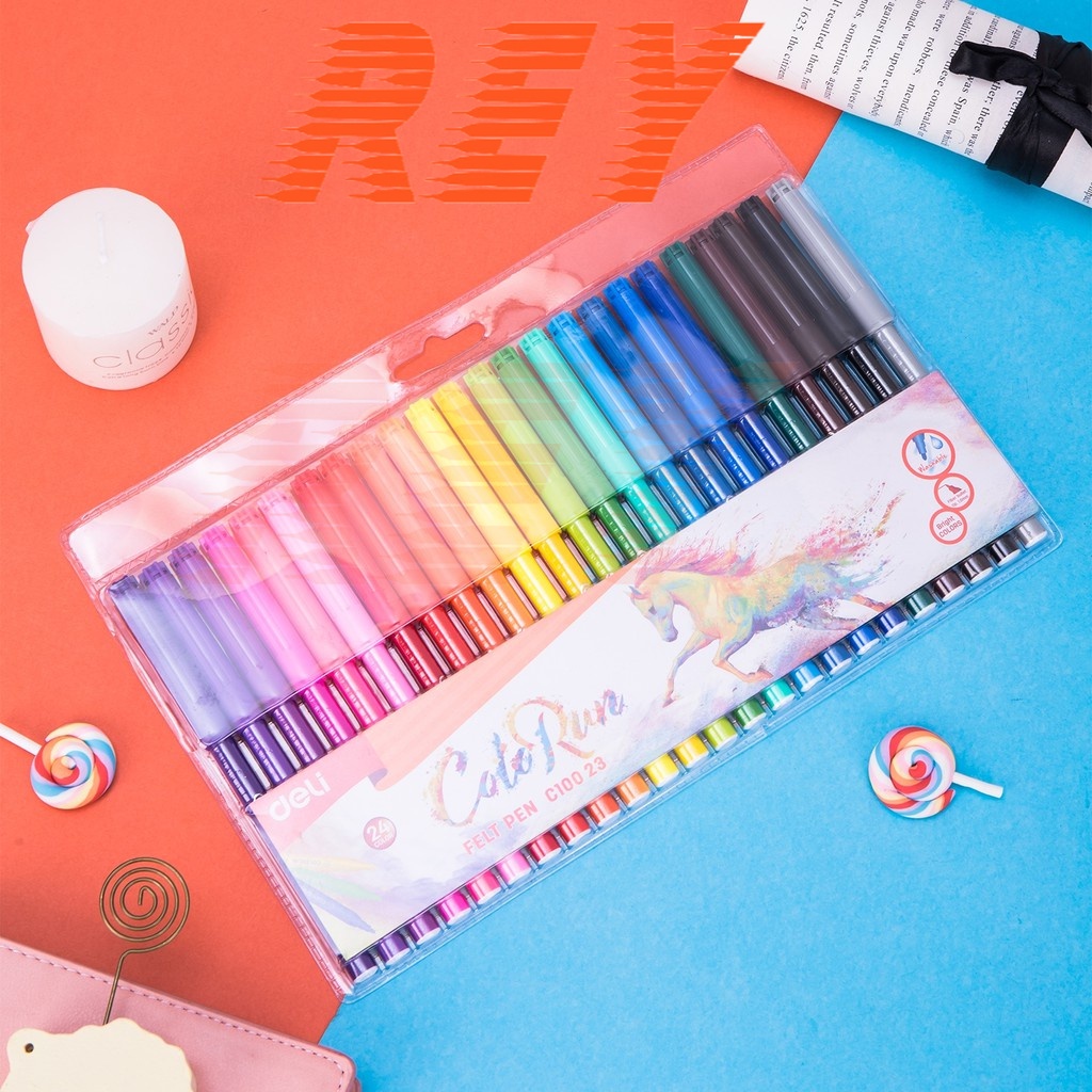 [Giao hỏa tốc] COMBO 2 vỉ bút lông màu Colorun Felt Pen Deli  C10003 - C10013 - C10023