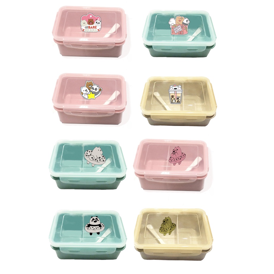 hộp cơm vuông bare bear HCV4 molang gấu brown tonton capoo khủng long hoàng đế mèo bé đào pusheen hộp đựng thực phầm PP