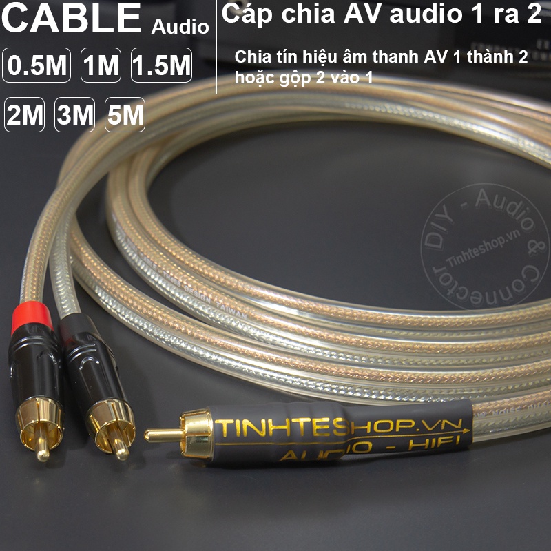Dây chia jack AV 1 thành 2 DIY 0.5 đến 5 mét - RCA splitter male to 2 male cable