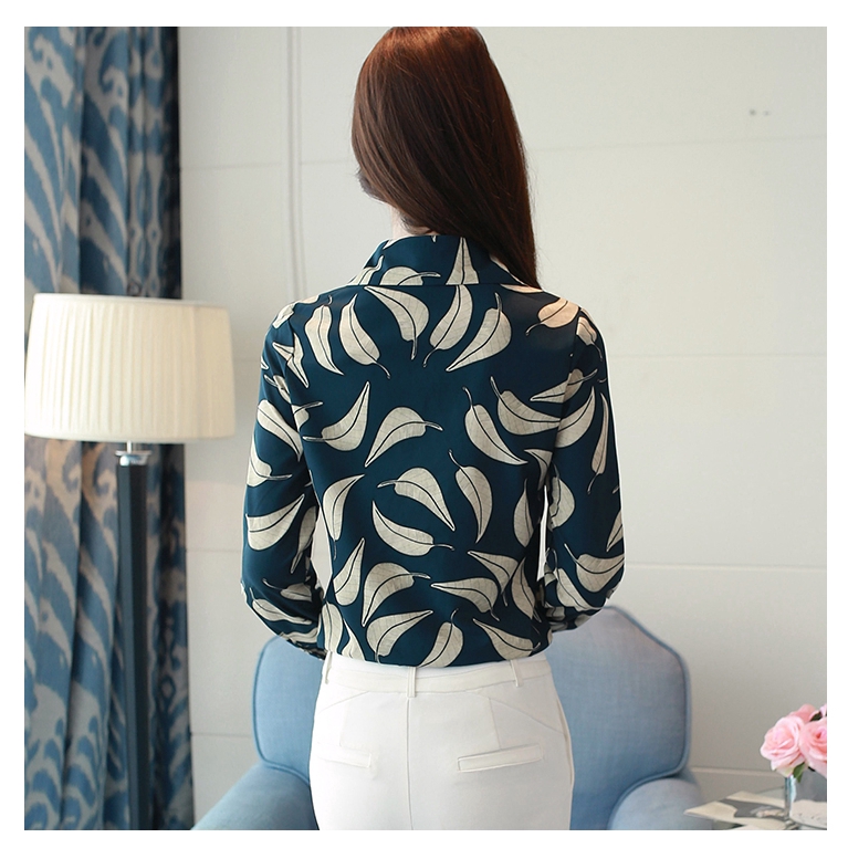 FREESHIP ĐƠN 99K_ Korean Casual Women Chiffon Shirt Long Sleeve Floral Female Workwear Blouse | BigBuy360 - bigbuy360.vn