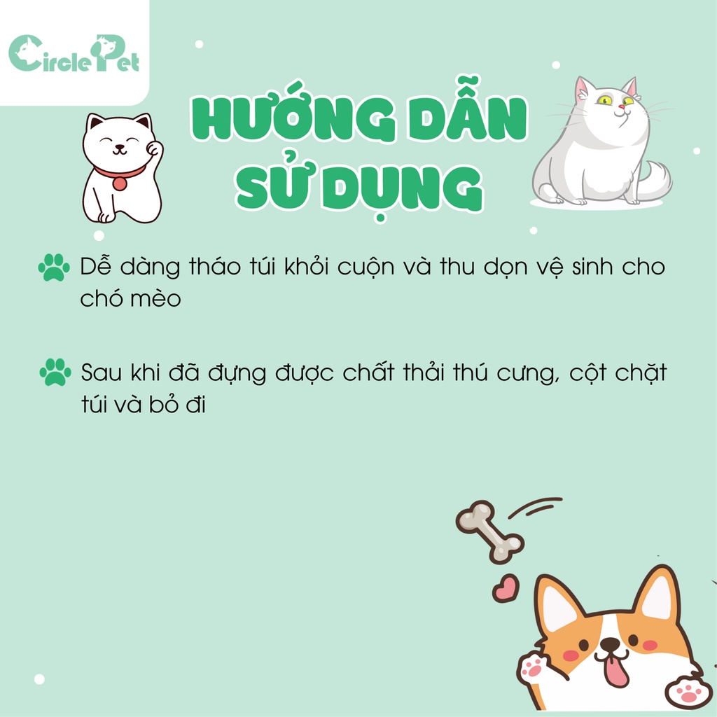 Túi Rác Vệ Sinh Pian Pian Đựng Phân Cho Thú Cưng  Set 2 Cuộn 8x6x4.2cm - Circle Pet