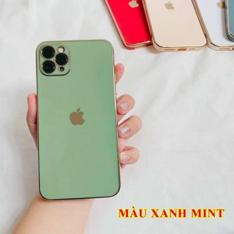 Ốp lưng giả iphone 12 dẻo ✅ Cạnh vuông, viền vàng sang trọng cho iphone 6plus//6splus/7plus/8plus/x/xs/xsmax/11/11promax