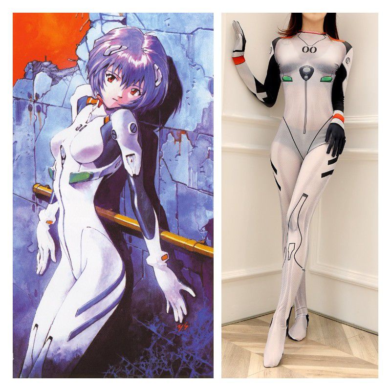 Jumpsuit bó sát quyến rũ dùng hóa trang nhân vật Ayanami Rei trong Neon Genesis Evangelion cho tiệc Halloween