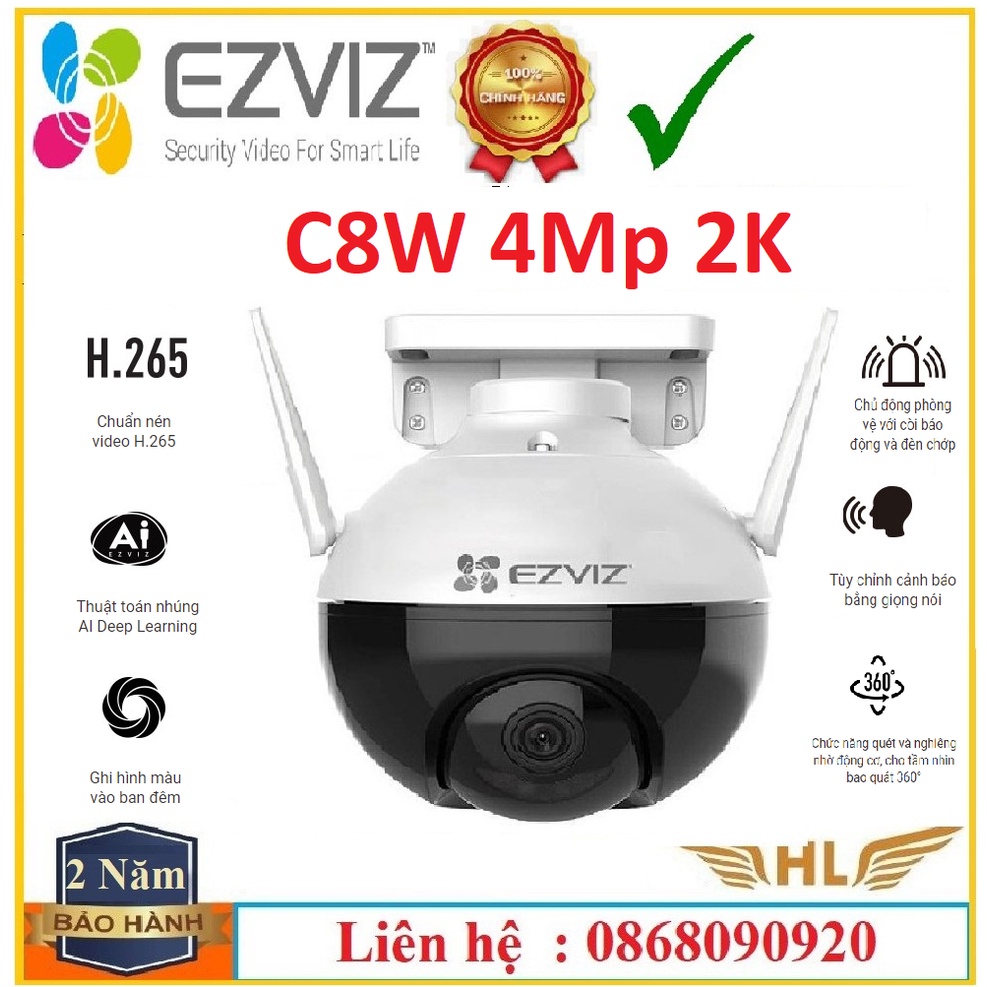 Camera IP Wifi xoay 360 ngoài trời Ezviz C8C PTZ 2Mp, Ezviz C8W 4Mp 2K Nâng Cấp Có Báo Động- Hàng Chính Hãng