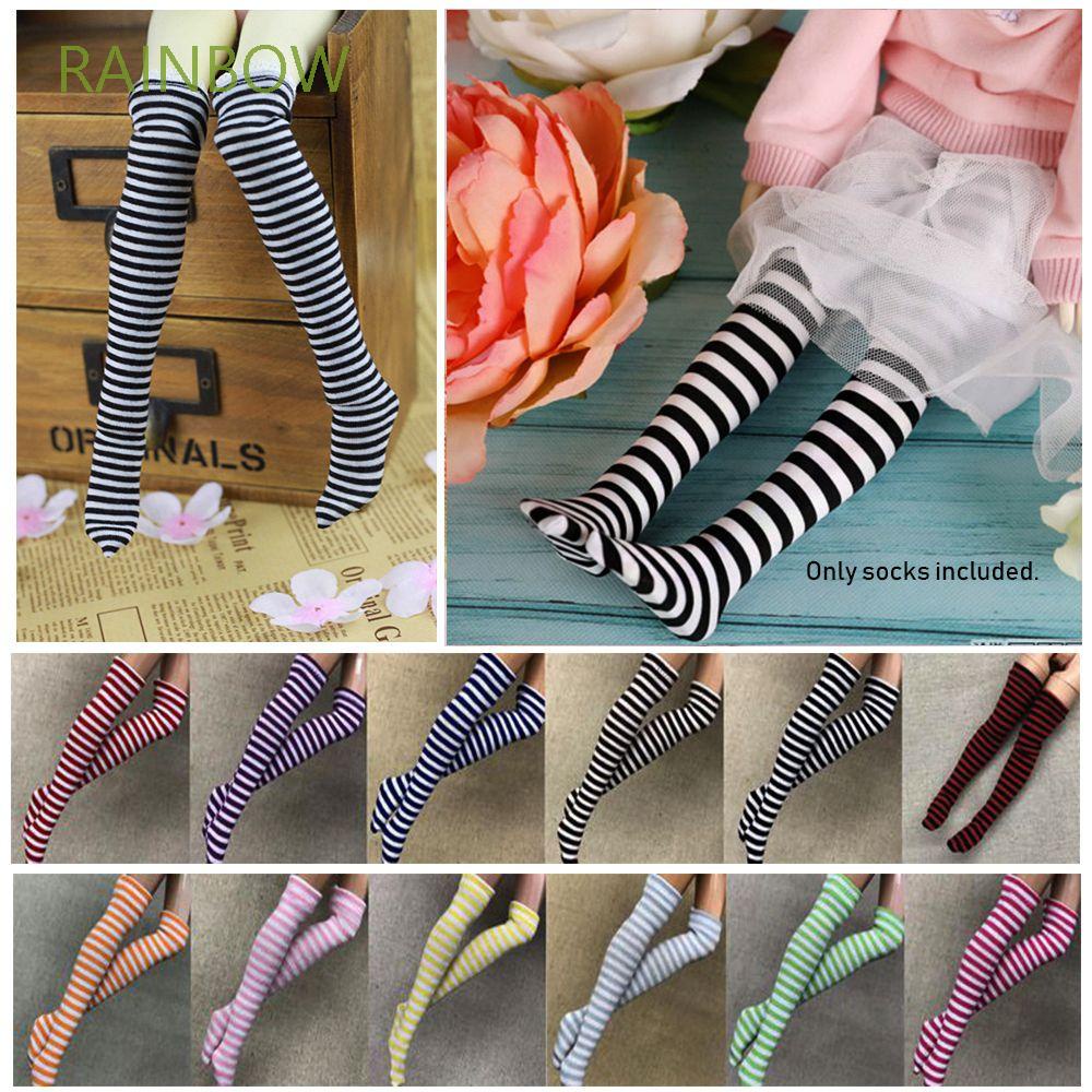 Đôi tất kẻ sọc nhiều màu thiết kế thời trang chất lượng cao cho búp bê 1 / 6 DIY
