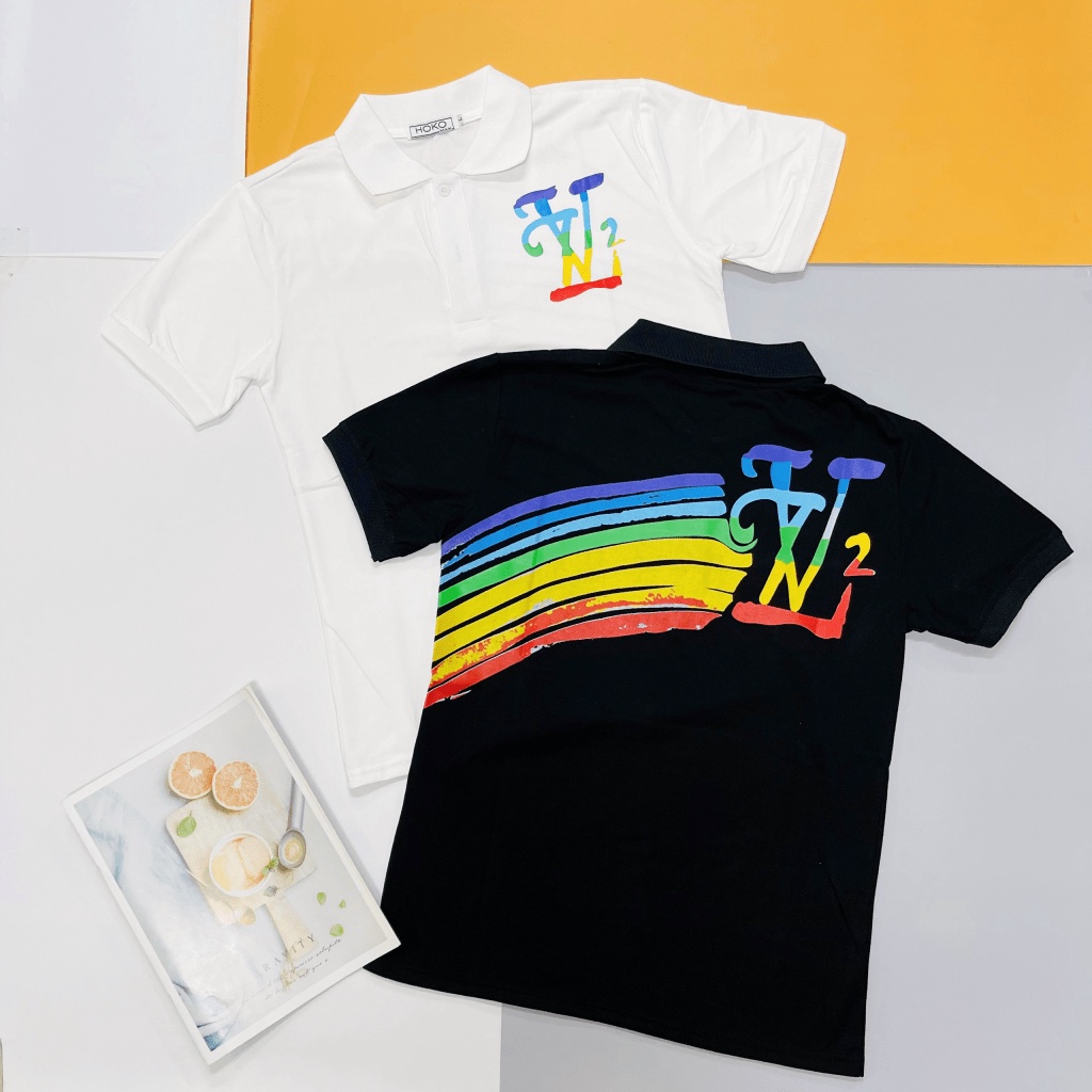 Áo Thun nam Cổ Polo Vải Cotton Cao Cấp Mềm Mịn In Chữ  Cầu Vồng Phong Cách Sang Trọng Lịch Lãm Hot Trend [NEW UNISEX]