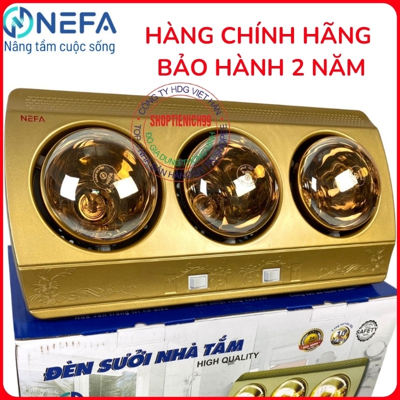 Đèn Sưởi Nhà Tắm NEFA, Đèn Sưởi Phòng Tắm 2 Bóng 3 Bóng Ánh Sáng Vàng Chống Chói, An Toàn, Tiết Kiệm Điện, Siêu Bền.