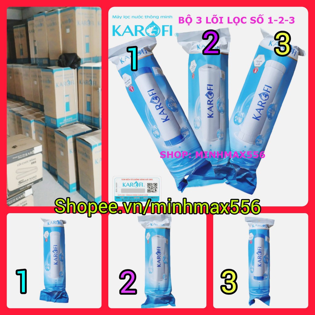 [UY TÍN SỐ 1] BỘ LÕI LỌC KAROFI CHÍNH HÃNG 1-2-3 | CÓ TEM CÀO KIỂM TRA HÀNG CHÍNH HÃNG