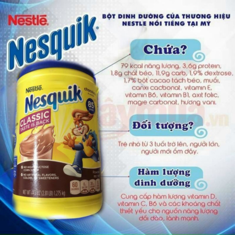 Bột Chocolate Nestquik Mỹ