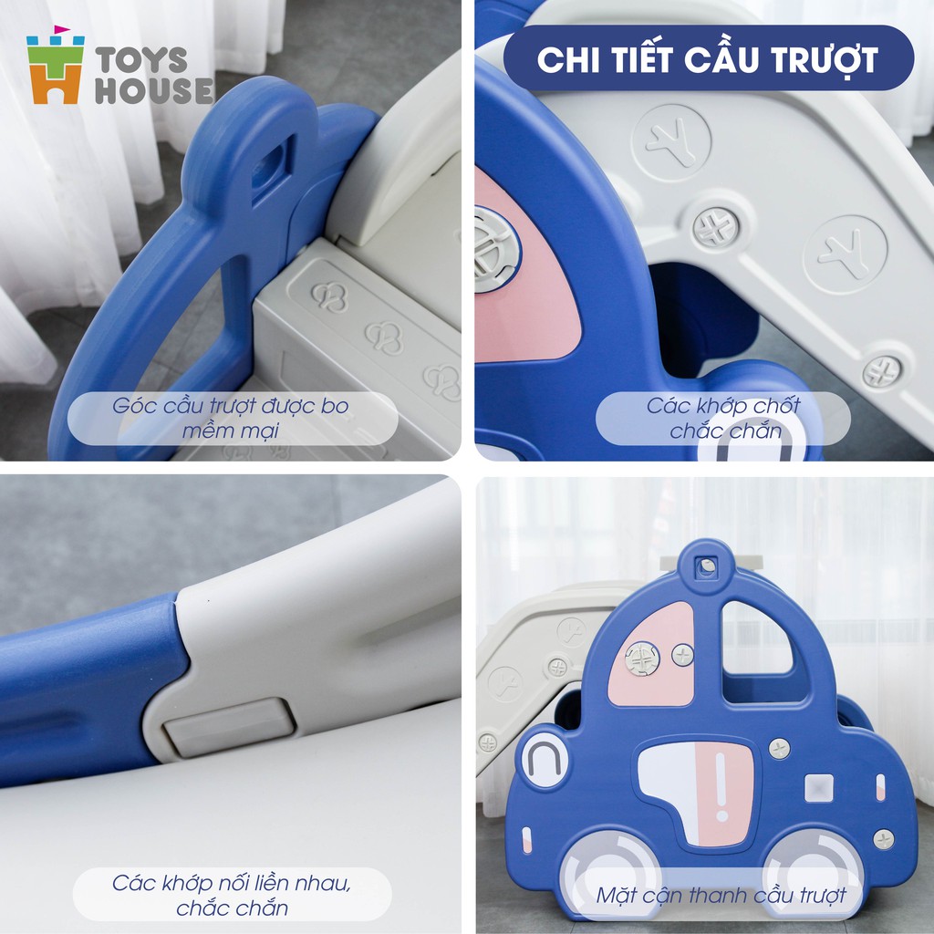 Cầu trượt kèm khung bóng rổ hình Ô tô cho bé Toyshouse WM21B061-B , hàng chính hãng cao cấp