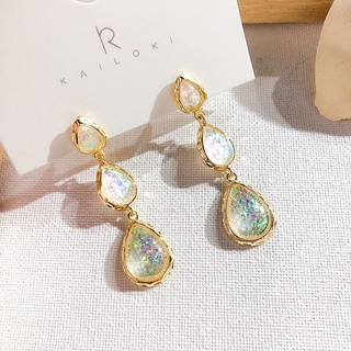 Bông tai nữ đá pha lê chuỗi dài kiểu hàn quốc cực xinh