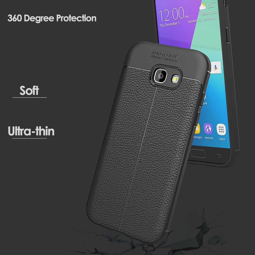 Ốp điện thoại da mềm siêu mỏng chống sốc vân quả vải cho Samsung Galaxy C7 C9 Pro A3 A5 A7 2017