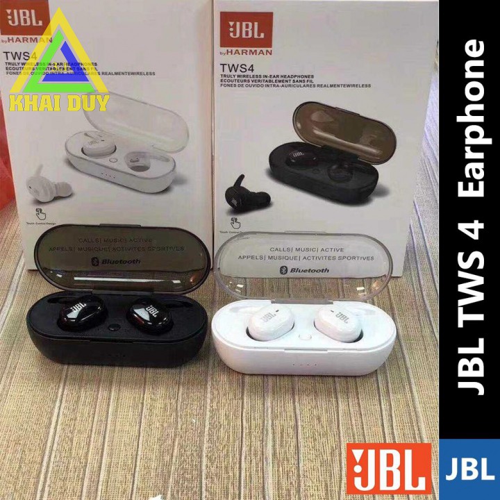 Tai Nghe Bluetooth 5.0 Cảm Ứng Hai Tai JBL Harman TWS4 Nhét Tai Nhỏ Gọn