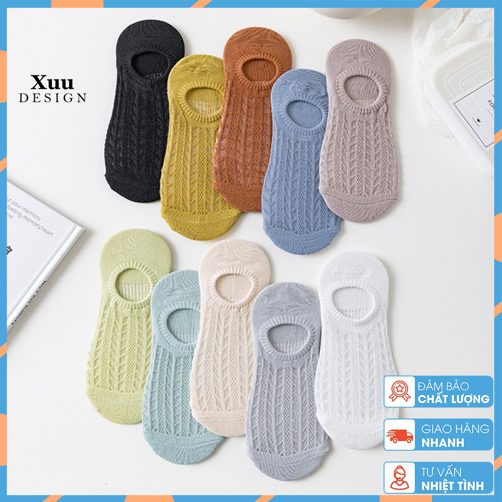 Tất chân nữ cổ ngắn cotton mặt lưới thông thoáng, vớ nữ cổ thấp đeo hài - T04