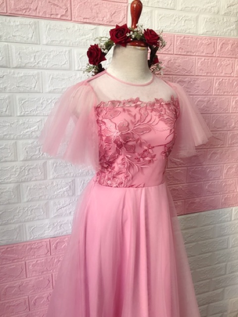 Đầm dạ hội hồng đi tiệc đám cưới nhẹ nhàng đầm cô dâu chụp hình cưới đi bàn đơn giản sang trọng giá rẻ