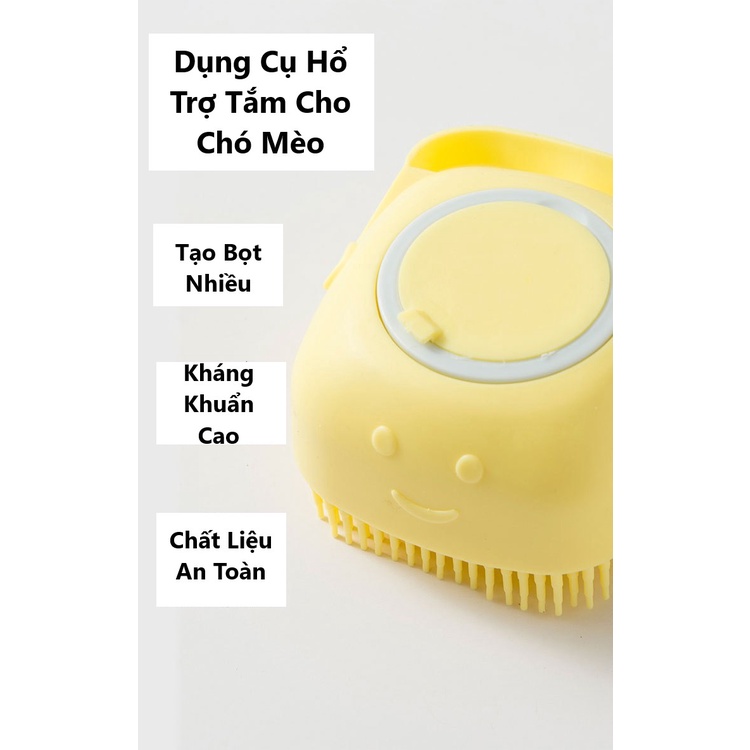 Bàn Chải Tắm Chó Mèo Sillicon - Dụng Cụ Hổ Trợ Tắm Cho Chó Mèo Tạo Bọt Giúp Tiết Kiệm Sữa Tắm