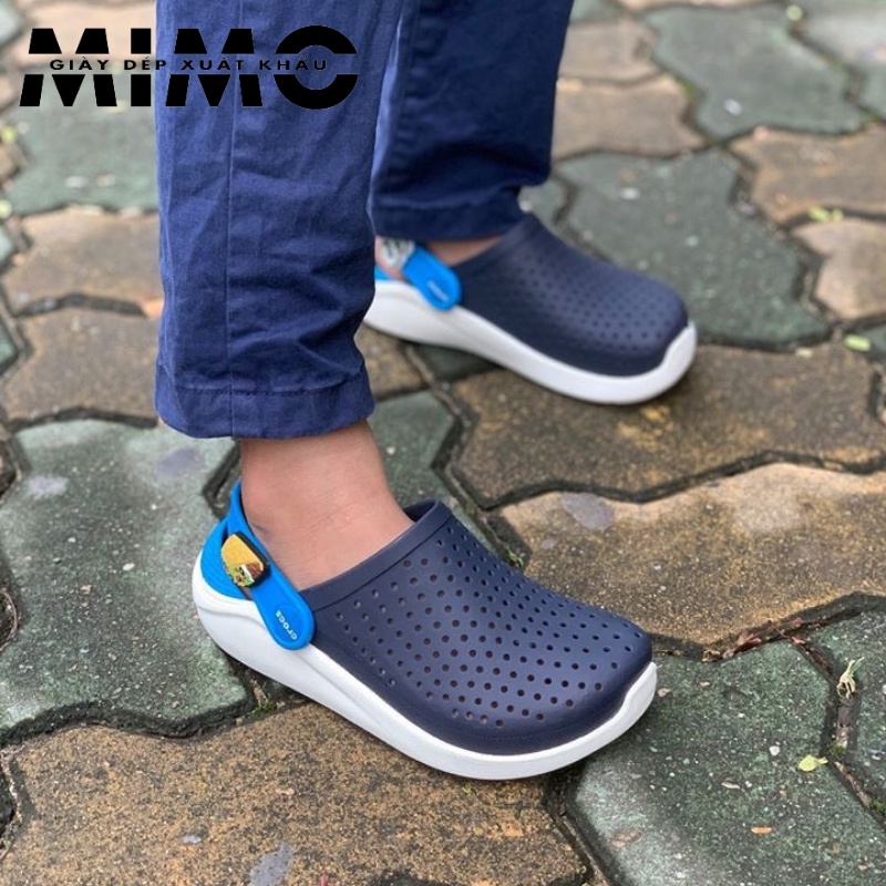 Dép sục Cross Literide màu xanh navy cực êm nhẹ, chống trơn trượt cho bé trai bé gái - Tặng 10 jibit