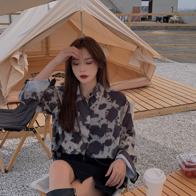 Áo Sơ Mi Nữ Tay Dài Dáng Rộng Phong Cách Retro Thời Trang