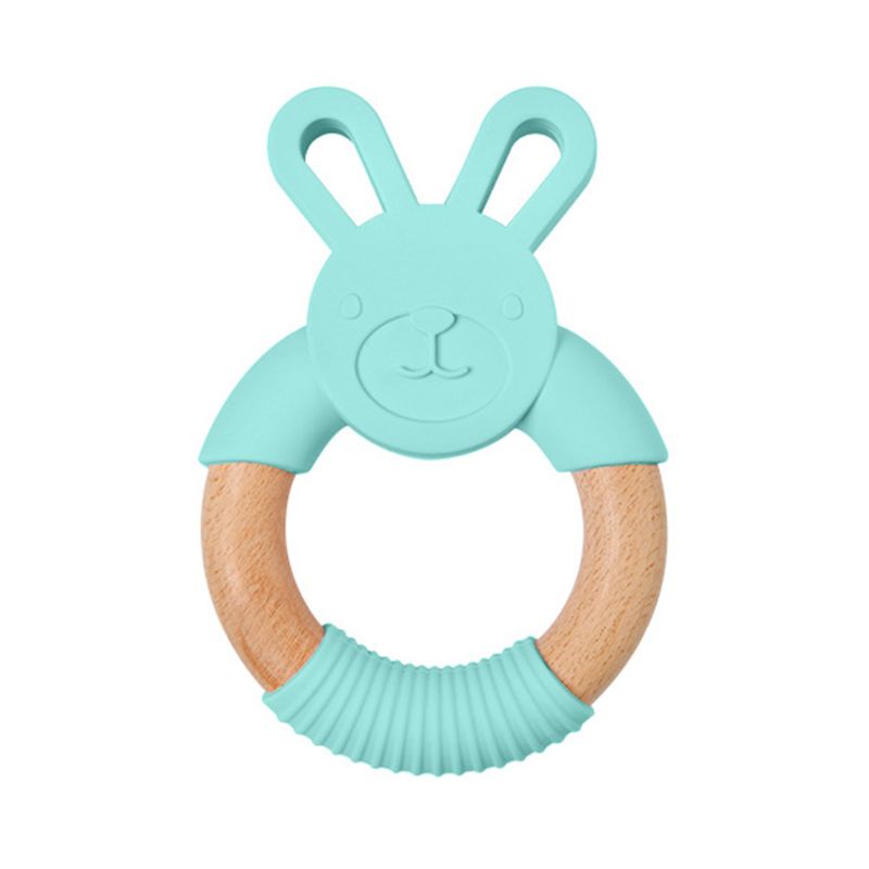 1 Đồ Chơi Lục Lạc Hình Thỏ Bằng Silicone Cho Bé Sơ Sinh Mọc Răng